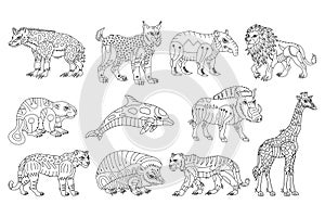 Animal Doodle Line Art Set 3
