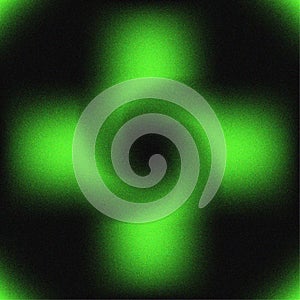 Bright green cross-like shape on a black background