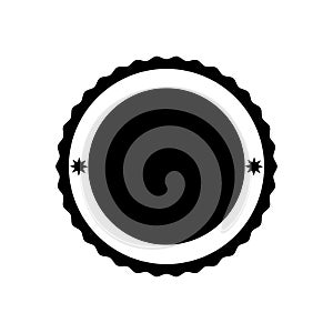 Retro Black and White Scalloped Badge with Stars Vector