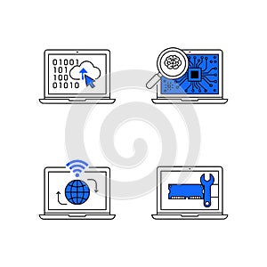 Technology and Computing Services Line Icons Set