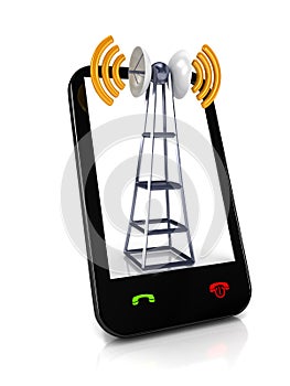 Mobile antena over white