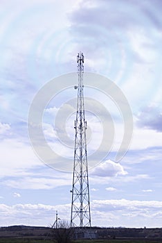 Mobile antenna. G network. 4 g. 5 g. Radio tower. Radio waves and the Internet.