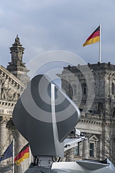 Mobile antenna system outside the Bundestag, Berlin