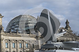 Mobile antenna system outside the Bundestag, Berlin