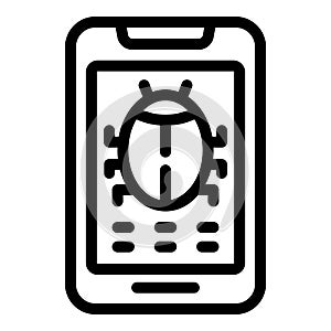 Mobile app bug icon outline vector. Application software debugging