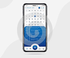 Mobile app calendar concept, Activity calendar template UI UX design, Smartphone calendar schedule application, Vector