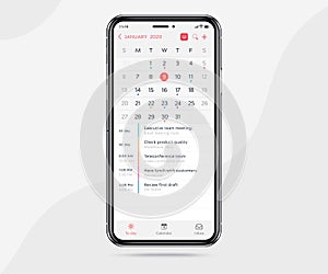 Mobile app calendar light mode concept, Activity calendar template UI UX design, Smartphone calendar schedule application, Vector