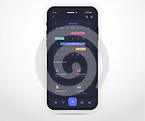 Mobile app calendar planner concept, Appointment calendar template UI UX, Smartphone calendar schedule agenda annual planning meet