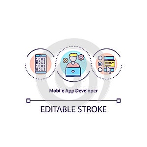 Mobile app developer concept icon