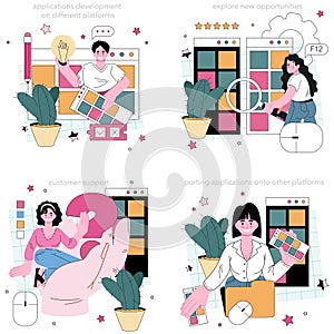 Mobile app developer set. Smartphone application interface design