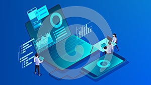 Mobile app development concept. Modern technology illsutration
