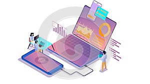 Mobile app development concept. Modern technology illsutration