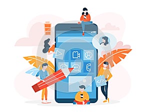Mobile app development concept. Modern technology illsutration