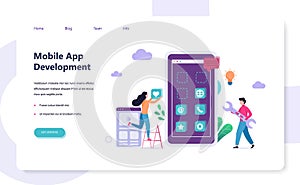 Mobile app development concept. Modern technology illsutration