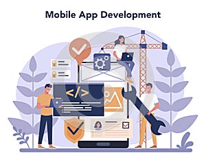 Mobile app development concept set. Modern technology