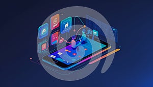 Mobile App Development with Futuristic Interface