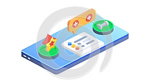 Mobile App Development Isometric with UI Elements, vector design Generative AI
