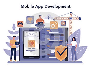 Mobile app development online service or platform. Modern