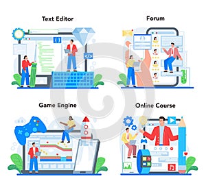 Mobile app development online service or platform set. Modern technology