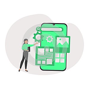 Mobile app development process abstract concept vector illustration. React native mobile app
