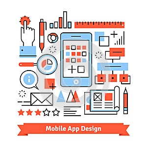 Mobile app development process concept