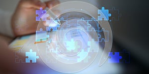 Mobile App Development and UX UI Design Digital Integration Interface on Virtual Screen