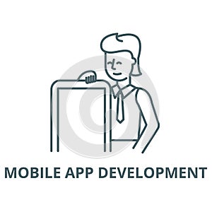 Mobile app development vector line icon, linear concept, outline sign, symbol
