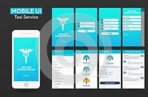 Mobile app Doctor consultation online Material Design UI, UX, GUI. Responsive website.