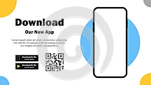Mobile App. Download app. Banner page for downloading a mobile application. Smartphone blank screen for your applications. Vector