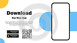 Mobile App. Download app. Banner page for downloading a mobile application. Smartphone blank screen for your applications. Vector