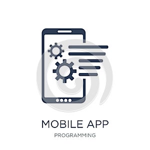 Mobile app icon. Trendy flat vector Mobile app icon on white background from Programming collection