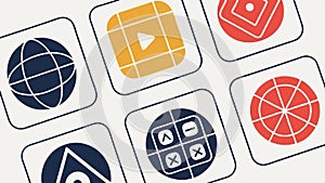 Mobile app icons grid, apps and interface design vector design Generative AI
