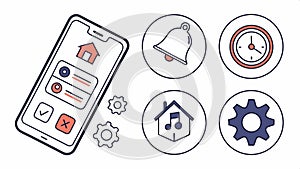 Mobile app icons, interface elements and phone functions. vector design Generative AI