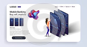 Mobile app infographic template with modern design weekly and annual statistics graphs. Online statistics and data Analytics