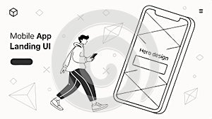 Mobile app landing UI, user interface and app design template vector design Generative AI