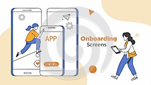 Mobile app onboarding screens, user experience and interface design vector design Generative AI