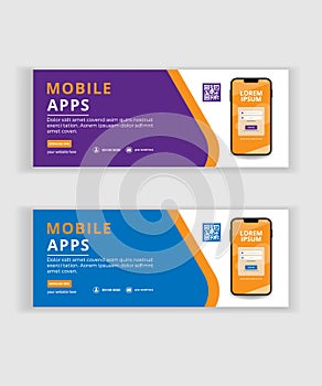 Mobile app promotion social media timeline cover and web banner design