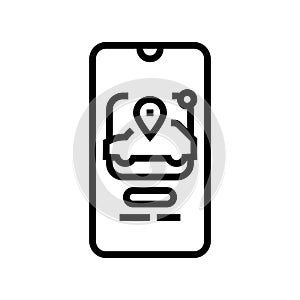 mobile app sharing car share service line icon vector illustration