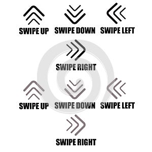 Mobile App Swipe Up Down Left Right Arrows Navigation Vector Set
