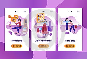 Mobile app templates of Online Shopping. The Flat design concept of pages design with mobile banners. Vector