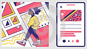 Mobile app UI design example, user interface and application layout vector design Generative AI