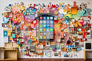 Mobile app ui design software. graphic development concept with designer testing ux, ui prototype