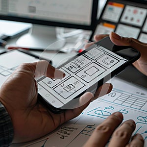 Mobile app ui design software graphics development concept and prototype testing