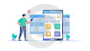 Mobile App User Experience, digital interface online management, vector design Generative AI