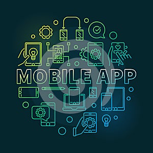 Mobile App vector round modern outline illustration