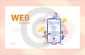 Mobile app and web development banner concept set.