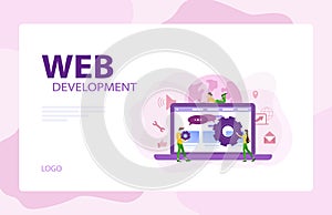 Mobile app and web development banner concept set.