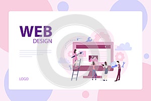 Mobile app and web development banner concept set.