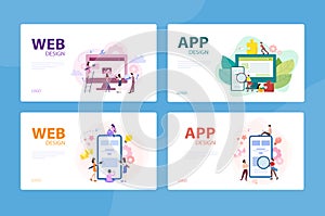 Mobile app and web development banner concept set.