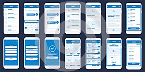 Mobile App Wireframe Ui Kit. Detailed wireframe for quick prototyping.